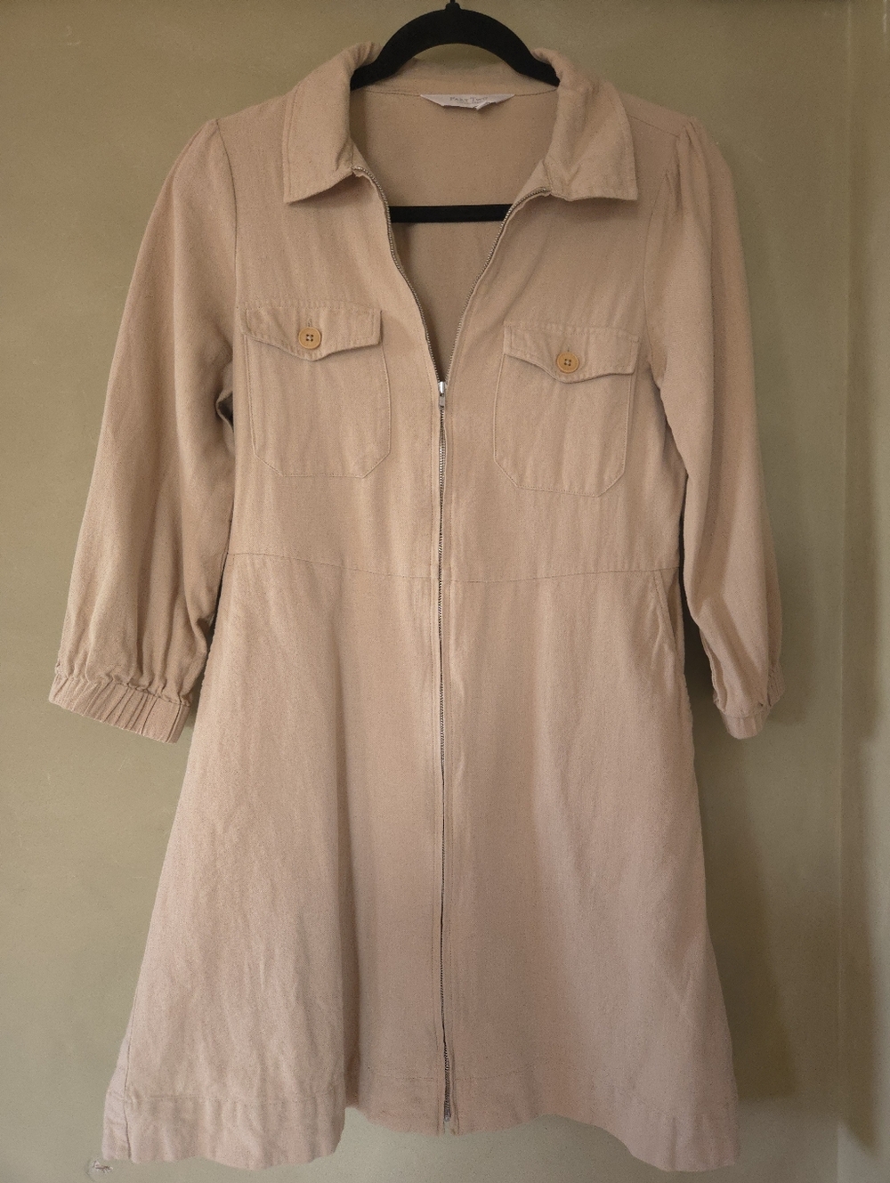Part Two Copenhagen | Light Beige Utility Jacket Dress with Zip Front, Size 34 - Picture 2 of 7